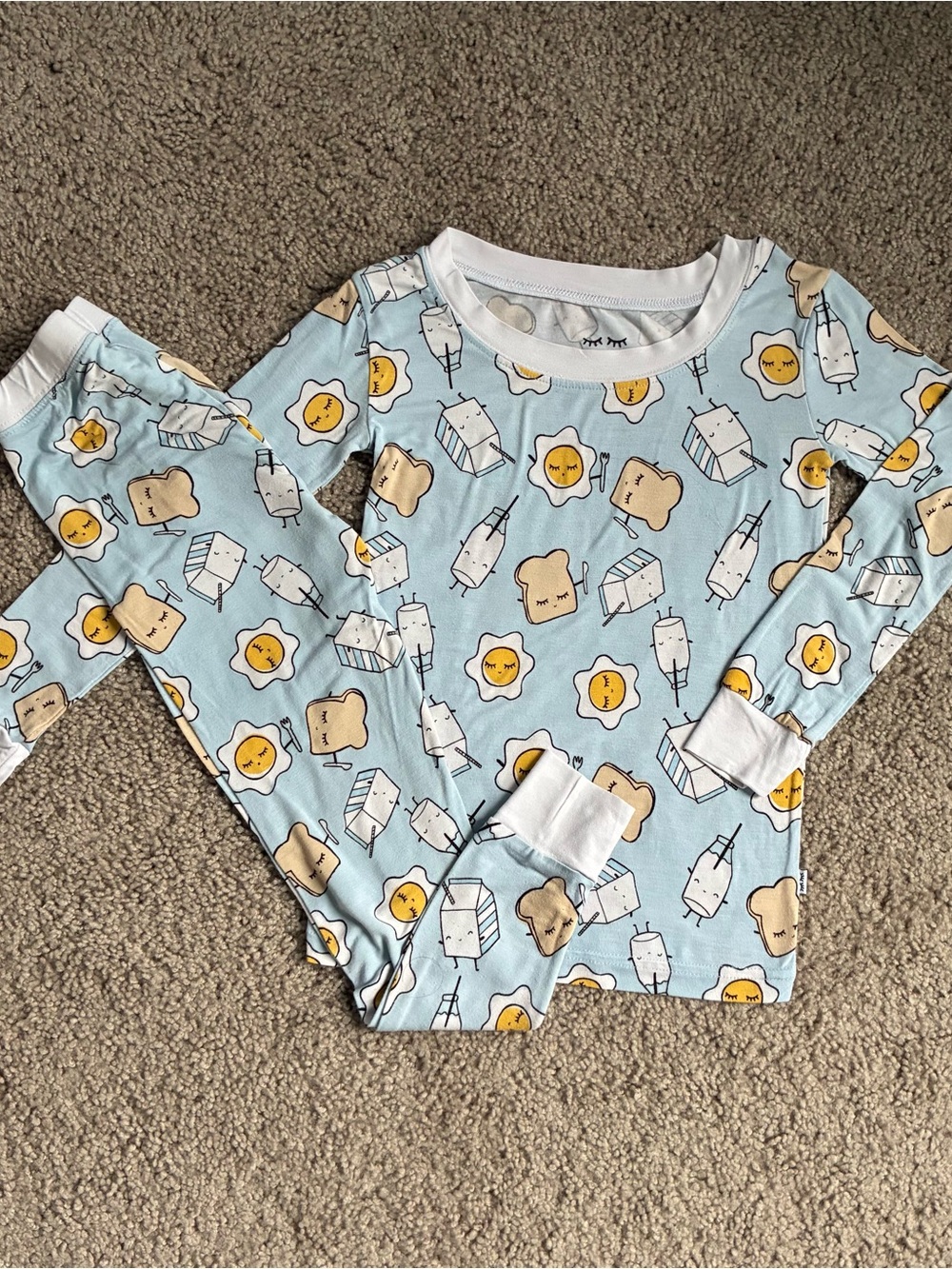 Little Sleepies Light Blue Breakfast Print Pajama Set Bamboo